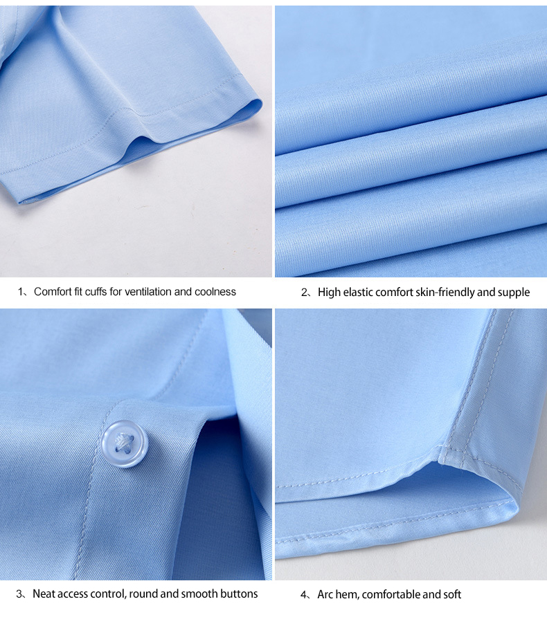 Distribution High Elastic Men's Shirt in Large Size Solid Color Business Casual Shirt