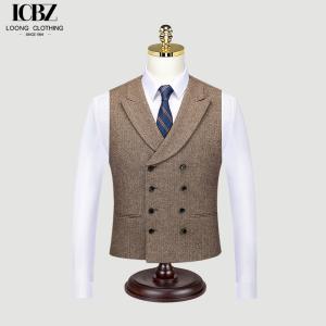 Wholesale Formal Striped Suit Vest for Groomsmen Group in Regular Length and Mandarin Collar from china suppliers