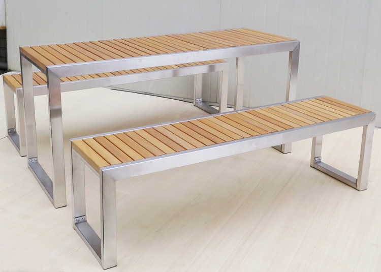 SS304 Feet 2130mm Picnic Table Bench Set