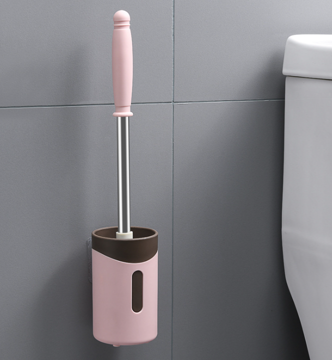 Stainless steel toilet brush no dead corner toilet brush long handle dead corner soft bristle brush household no-punch cleaning