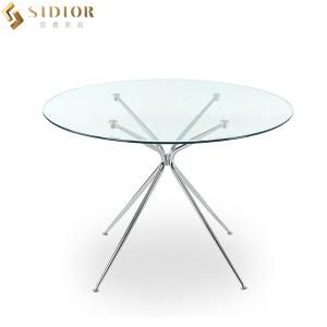 Wholesale SGS Customized Modern Round Glass Top Dining Table Set for coffee shop from china suppliers