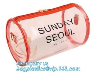 Wholesale ZIP BARREL BAG, Cosmetic bag PVC in cylinder shape, Cylinder Round Folable See-through Travel PVC Makeup Case, cylinder from china suppliers