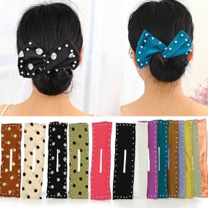 Wholesale Fabric Childrens Stretchy Hair Ties Wire Bow Twist Head Curler Magic Knotted Deft Bun from china suppliers