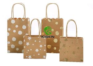 Wholesale Glitter Kraft Paper Shopping Bags For Gift Packing Environment Friendly from china suppliers