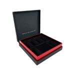 PU Leather One Piece Gift Box Magnetic Packaging Box Black Red Inside Print For
