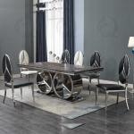 160kg Stainless Steel Dining Table Set Marble Top 78inchx40inchx30inch