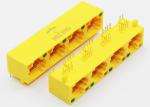Four Ports Harmonica Ganged RJ45 Lan Jack For Network Routers Yellow Color