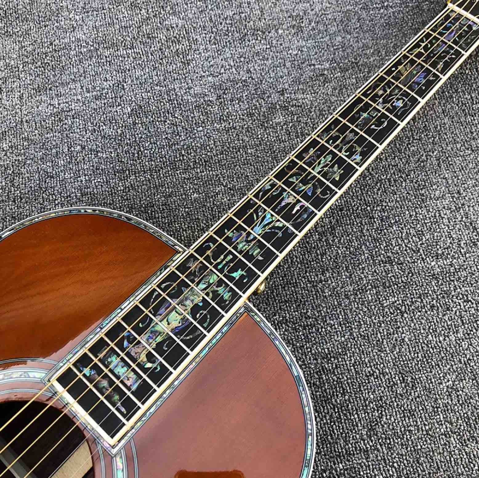 000 style Abalone inlays Ebony fingerboard classic ooo 39" Acoustic Guitar solid spruce top Free shippin