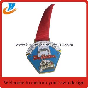 Wholesale Soccer medals,ribbon metal medal with color fill/football metal medal with custom from china suppliers
