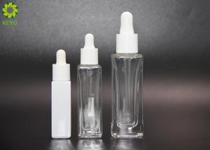 Wholesale 10ml 15ml 30ml Empty Cosmetic Square White Clear Frosted Glass Dropper Essential Oil Bottle from china suppliers