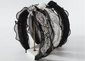 Wholesale Hair accessories headbands Lace fabric beaded knot hoop Net red temperament high cranial top hair accessories from china suppliers