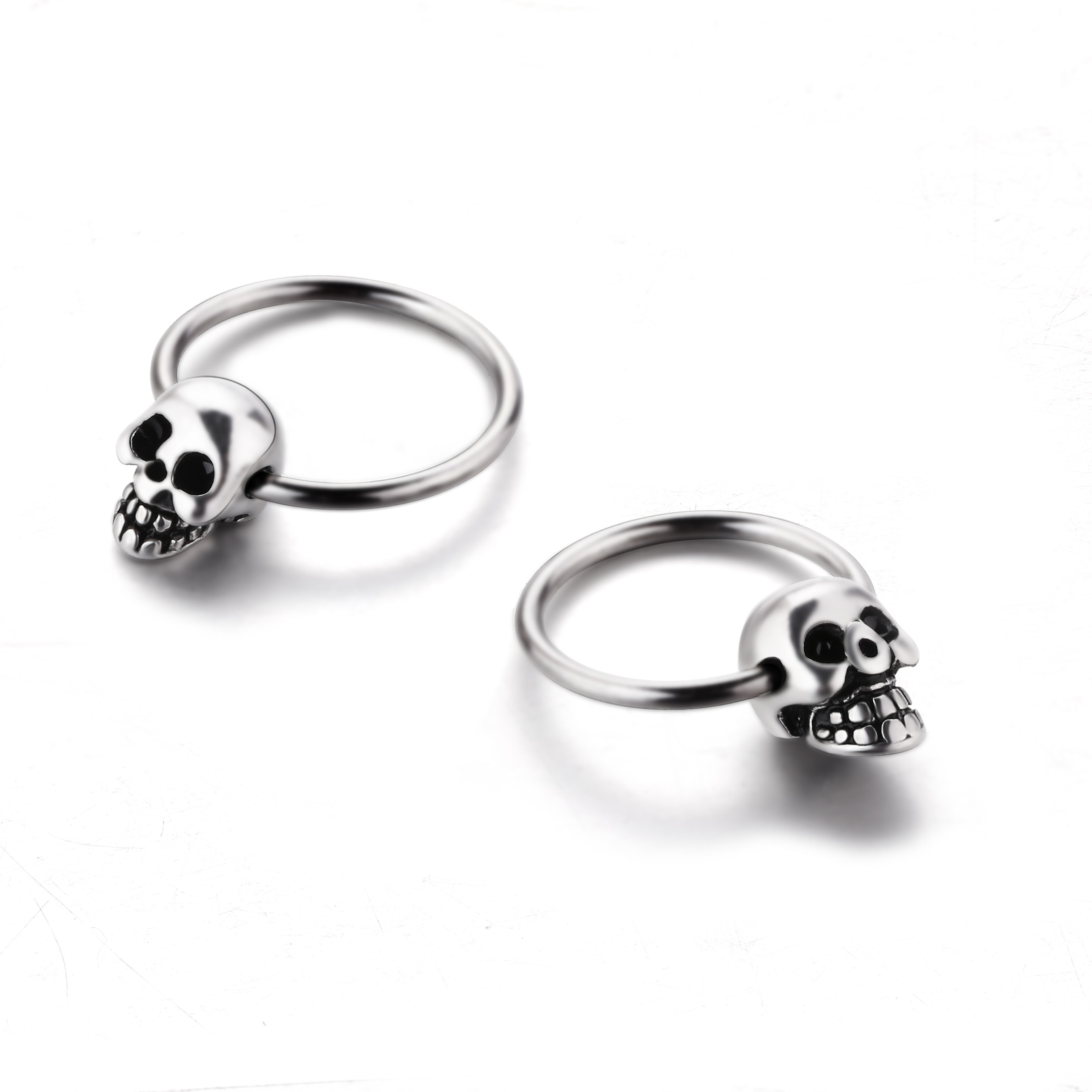 Fancy punk style skull nose ring stainless steel body piercing jewelry