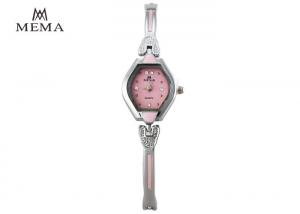 Wholesale Korean Style Ladies Silver Bangle Watch , Pink Dial Women