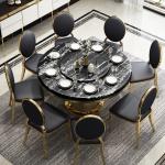 Modern Stainless Steel Circle Marble Top Dining Table Length 1.3/1.5M