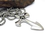 Gothic Fashion Men's Necklace 925 Silver Plated Titanium Stainless Steel Cross
