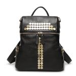 Boutique fashion leather handbag shoulder bag black backpack female