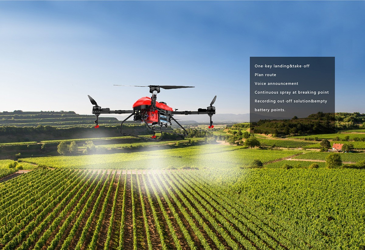 Full Load 57KG Farmland Agri Spraying Drone 4 Axis Drone 16L Hybrid Tank HXF22