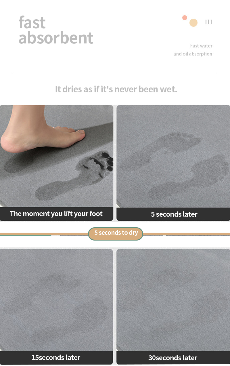 Design Anti Slip Diatom Bath Stone Mat for Bathroom Grey/Custom Design Style CLASSIC