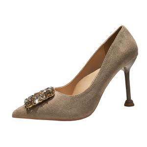 Wholesale 9333-022 Korean Fashion Suede Pointed Rhinestone High Heels Sexy And Thin Net Red Women'S Single Shoes Stiletto Women'S from china suppliers