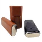 Cigar Boxes Portable Pocket Cigar Travel Humidor Cabinet Luxury 3 Finger Leather