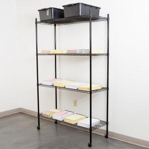 Wholesale Black Epoxy Office Book Rack Unit / Mobile Metal Storage Shelves from china suppliers