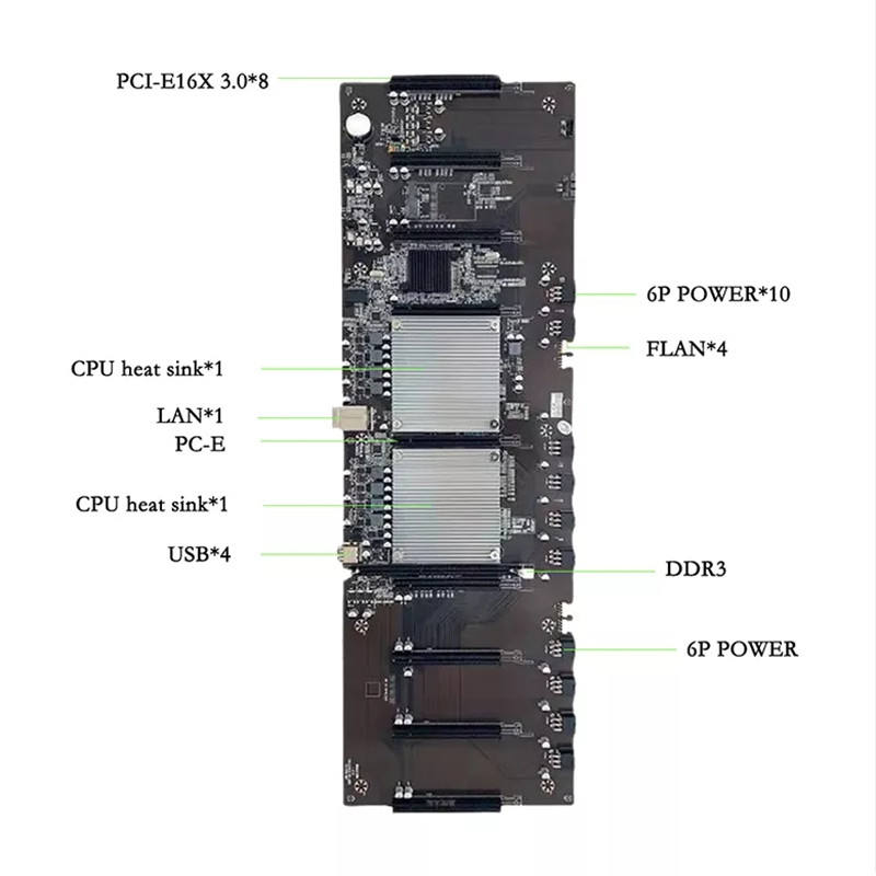 Customized X79 motherboard with daul CPU support RTX 3060 3060M graphics card with 9 GPU card X79 motherboard