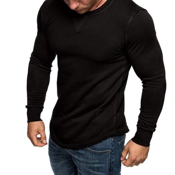 Manufacturer Fashionable Spandex Polyester Long Sleeve Muscle Slim Blank Men T