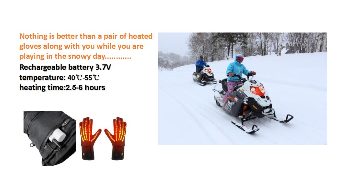 Battery Rechargeable Thermal Gloves Waterproof For Men Women Skiing Motorcycle Hiking