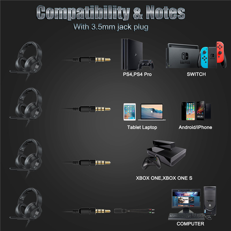 Surround Sound 117dB 2.2kohm Onikuma K19 Gaming Headset