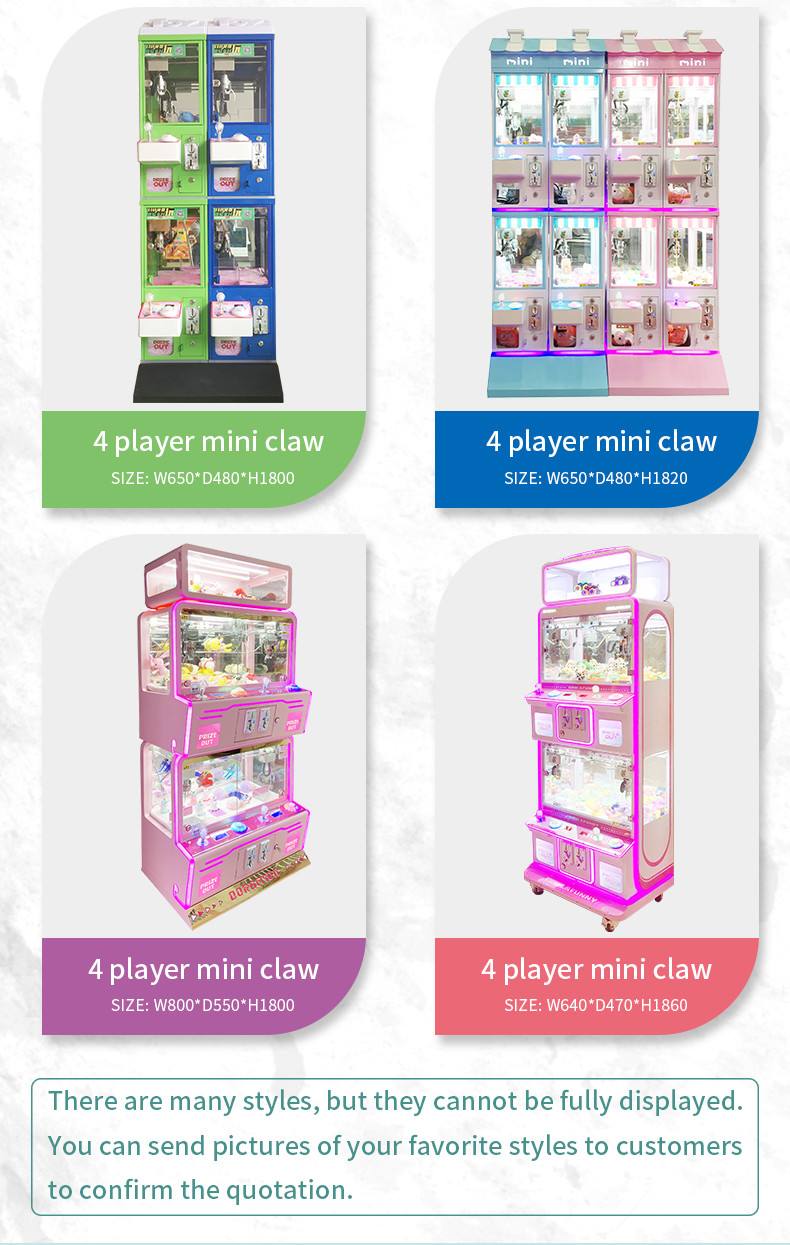 Coin Operated Games 4 Player Catch Key Chain Toy Claw Machine Crane Mini Claw Game Machine