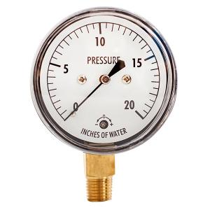 Wholesale SS 63MM 2.5'' 1/8 BSPT Low Pressure Air Gauge 20 IWC Low Pressure Manometer from china suppliers