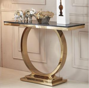 Wholesale Hot Sale Mirrored Console Table Silver Gold Hallway Table Stainless Steel leg Marble Tope from china suppliers