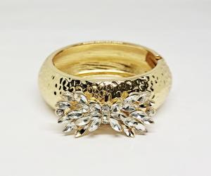 Wholesale Fashion bowknot Crystal Bracelet Bangle for Women Gold Silver Color Wedding Bracelets &amp; Bangles Jewelry from china suppliers