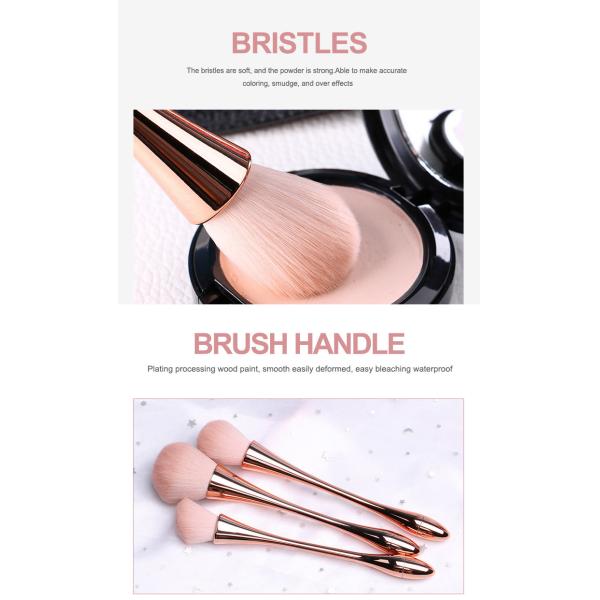 Electroplated Design Face Powder Brush , Good Makeup Brushes Wooden Handle