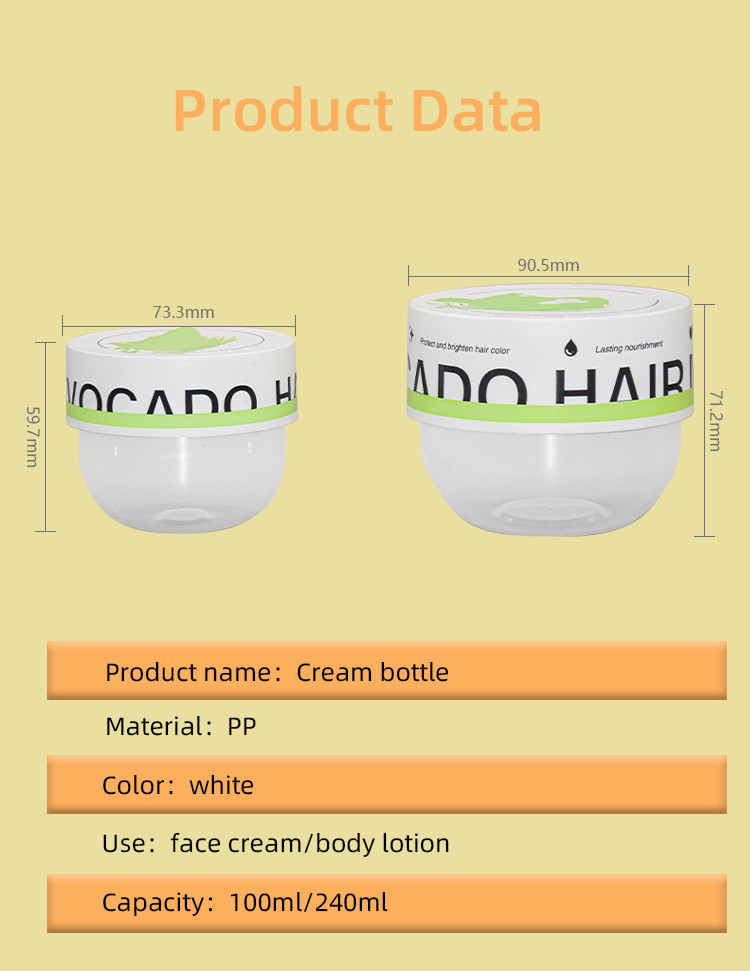 100g 240g Cosmetic Cream Jars Container PP Round Bottom