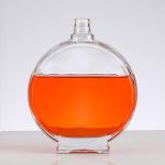 Eco-friendly Glass Body Brandy Bottle Flat Transparent Glass Bottle for XO