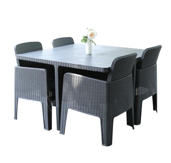H75mm Table L56cm Chair Rattan Garden Dining Set , 4 Seater Rattan Dining Set