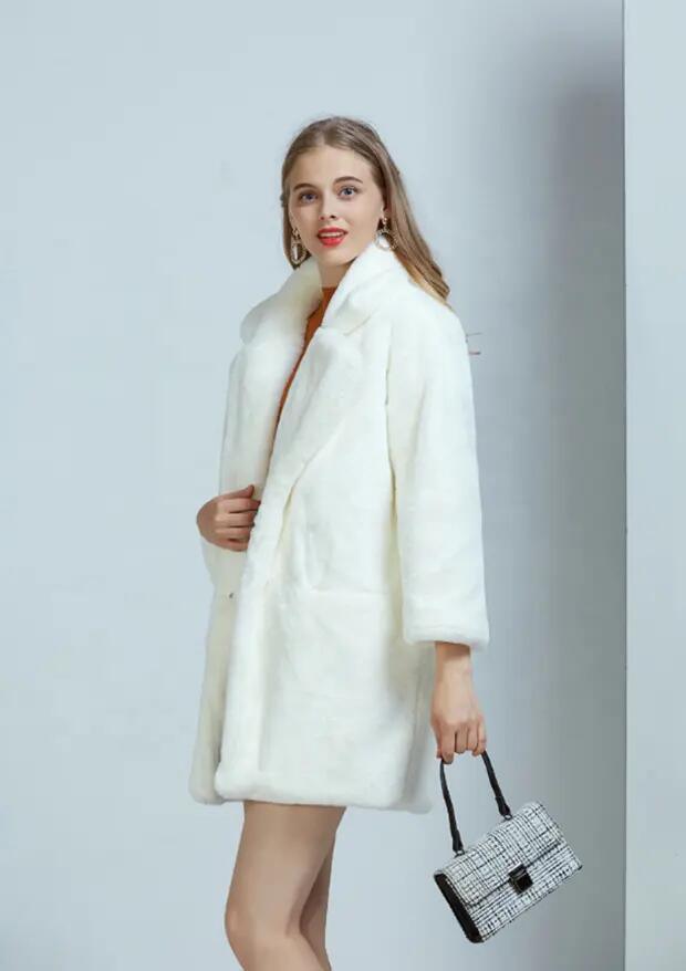 Winter Custom Long Sleeves Faux Fox Fur Coat Faux Rabbit Fur Women Long Faux Fur Coat for Ladies