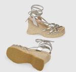 Straw ODM Womens Wedge Heeled Shoes Lace Up High Heels Wedges Platform Sandals