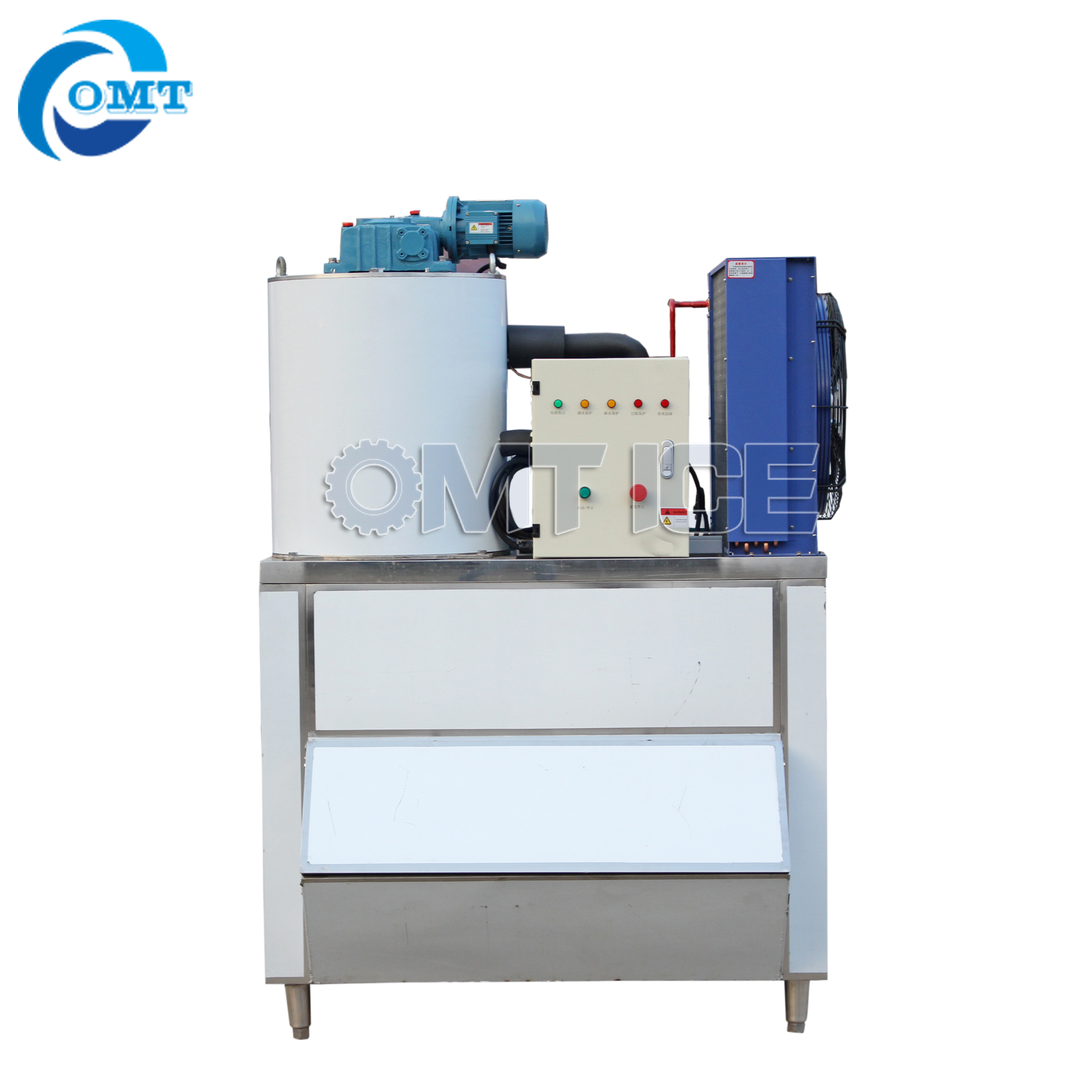400kg Commercial Ice Flaker Machine With Ice Storage Bin And Siemens PLC Control System