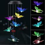 Color Changing Solar Power Wind Chime Hummingbird Butterfly Waterproof Outdoor