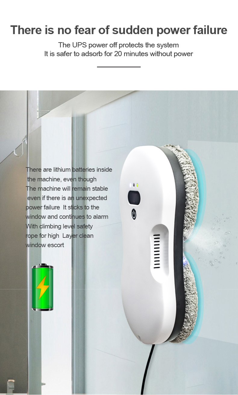 Charging Time 4 Hours Smart Window Cleaning Robot Vacuum with Remote Control and App