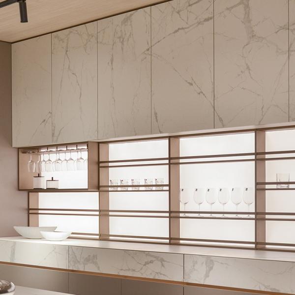 White Aluminum Modular Kitchen Almirah Cabinets Island Custom