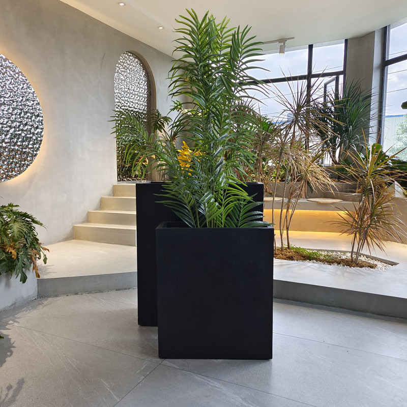 Frost Resistant Round Shape Fiber Clay Planter For Hotel