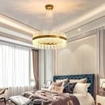 Iron LED Strip Residential Glass Pendant Light Yellow Bronze Color