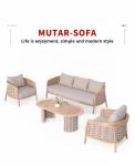 Anti Corrosion Grade 3A Teak Rattan Effect Garden Furniture Sofa Set For Balcony