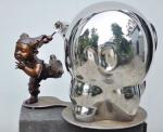 Modern Outdoor Metal Figure Sculpture , Stainless Steel Animal Sculpture