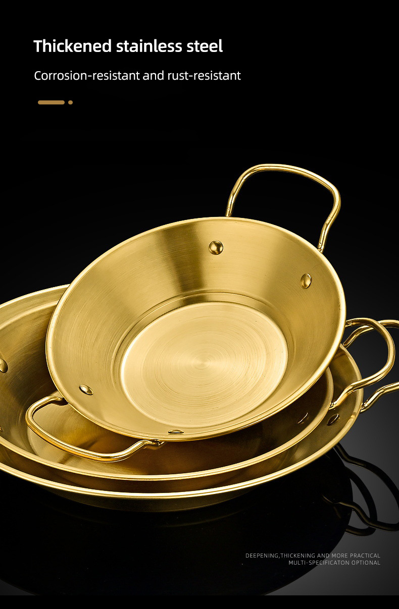 Wholesale Top Seller Kitchen Seafood Cookware Pan Stainless Steel Cooking Paella Pan Frying Pan