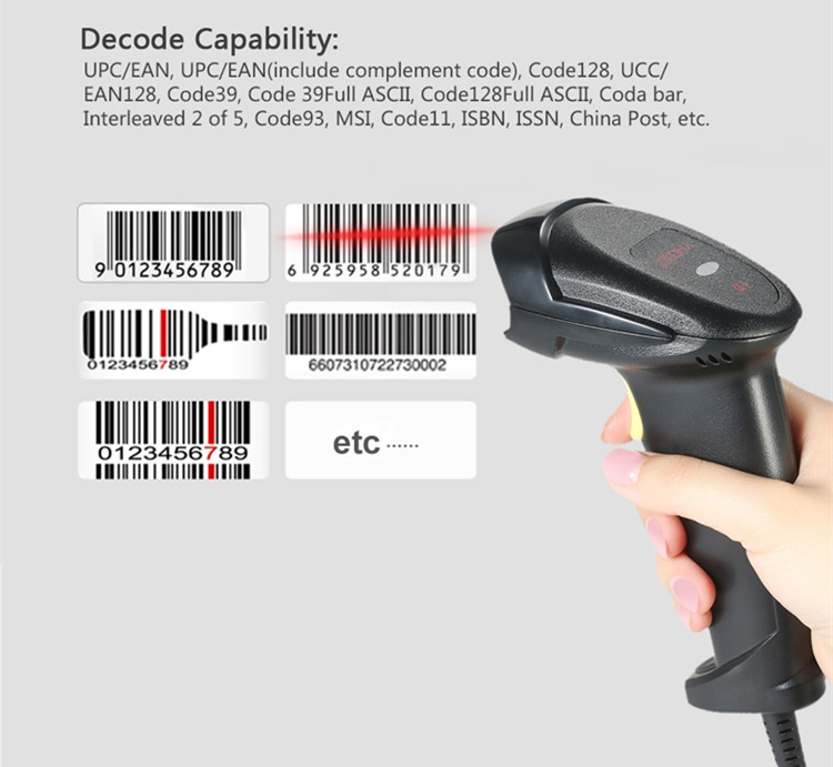 YHDAA 1D Portable Barcode Scanner Plug And Play For Library Warehouse Supermarket