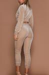 Solid Color Zipper Velvet Tracksuit Set Womens Sport Tracksuits Anti Bacterial